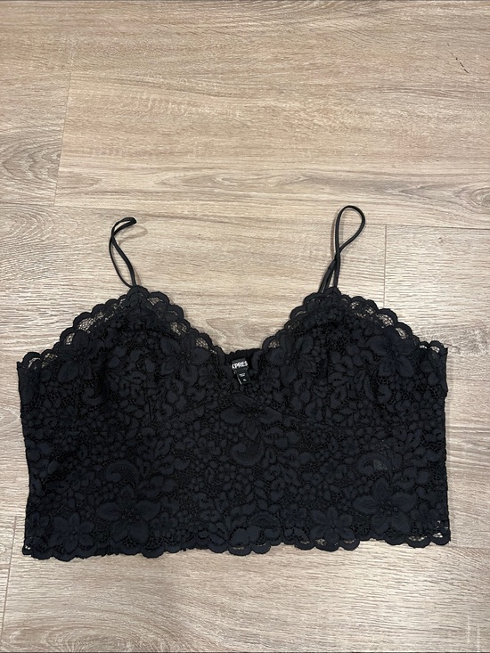 Express Tops - Express Black Lace Bralette Crop Top XL